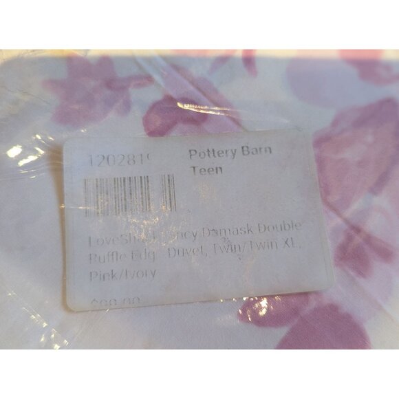 Pottery Barn Teen Pink/Ivory Love Shack Fancy Damask Double Ruffle Edge Duvet Tw - Picture 2 of 3
